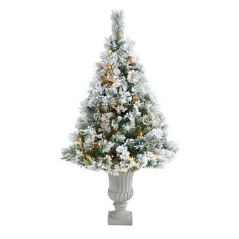 nearly natural 56 in Flocked Oregon Pine Artificial Christmas Tree