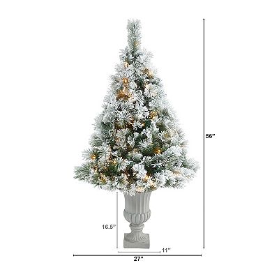 nearly natural 56-in. Flocked Oregon Pine Artificial Christmas Tree