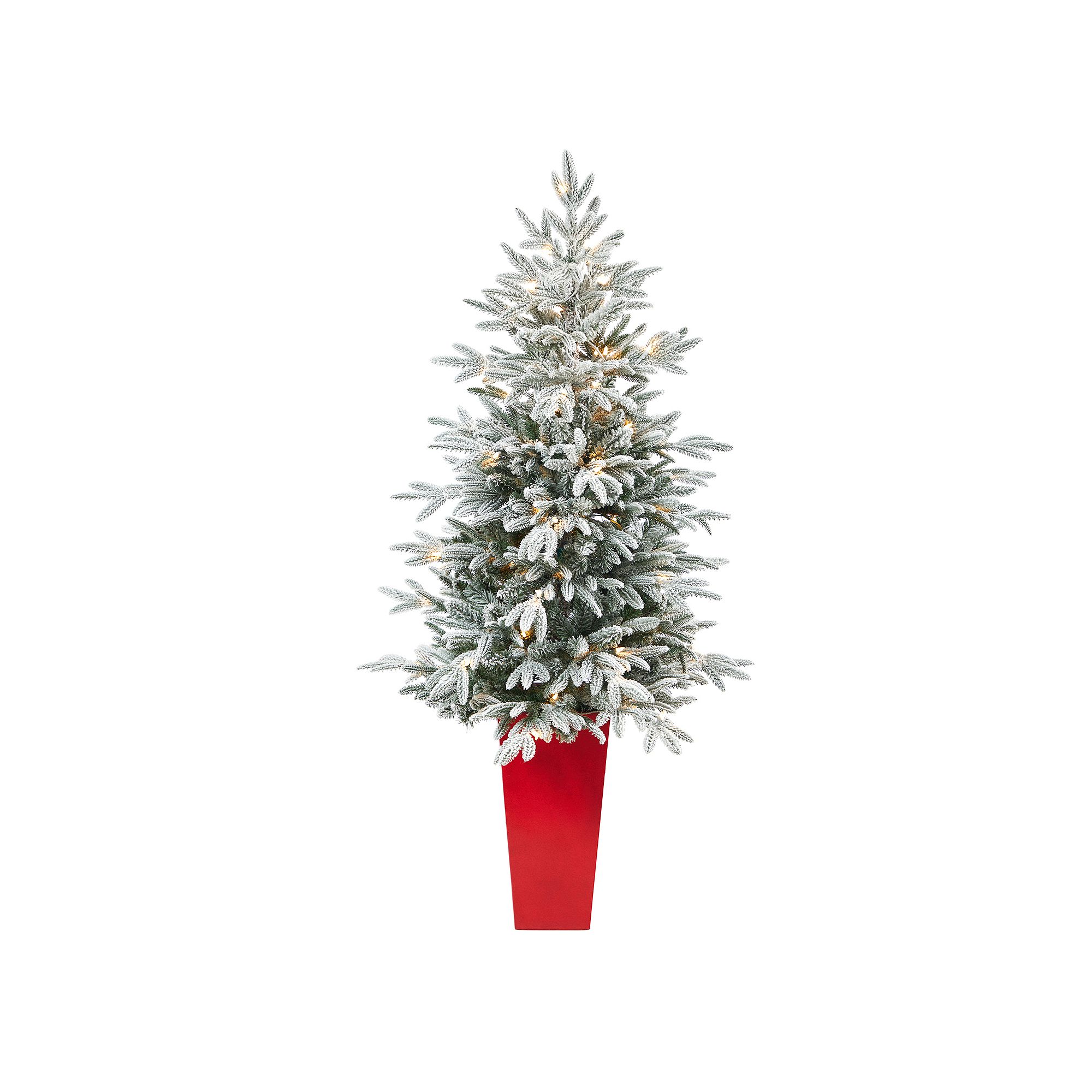 nearly natural 5-ft. Flocked Manchester Spruce Artificial Christmas Tree, W