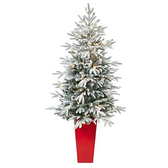 nearly natural 5-ft. Flocked Manchester Spruce Artificial Christmas Tree