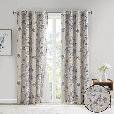 SunSmart Kassia Printed Floral Window Curtain With Removable 100% Blackout Liner