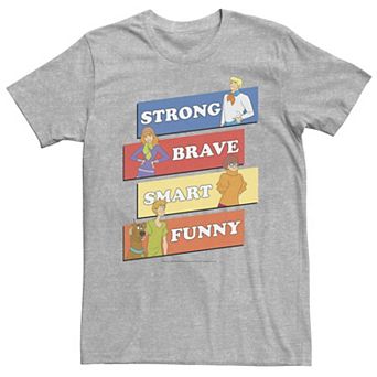 Big & Tall Scooby-Doo Group "Strong Brave Smart Funny" Text Block Poster Tee