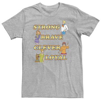 Big & Tall Scooby-Doo Group "Strong Brave Clever Loyal" Retro Text Poster Tee