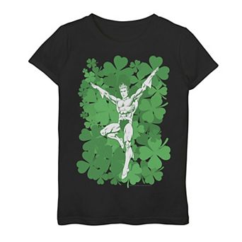 Girls 4-16 DC Comics St. Patrick's Day Aquaman Shamrock Portrait Graphic Tee