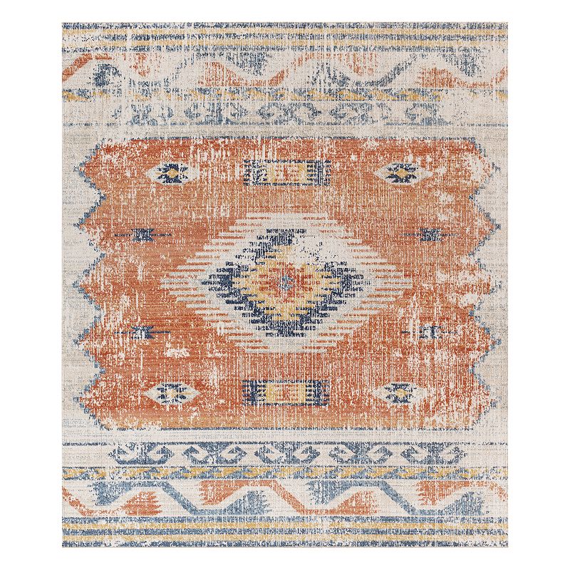 Decor 140 Theo Indoor Outdoor Global Area Rug, Orange, 8X10 Ft