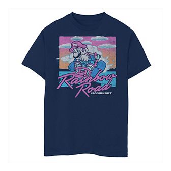 Boys 8-20 Mario Kart Vintage Rainbow Road Tee
