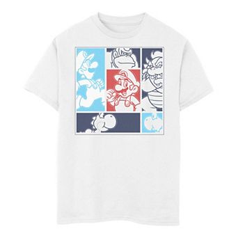 Boys 8-20 Super Mario Group Shot Portrait Outline Panels Tee