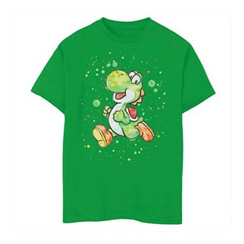 Boys 8-20 Super Mario Yoshi Watercolor Splatter Portrait Tee