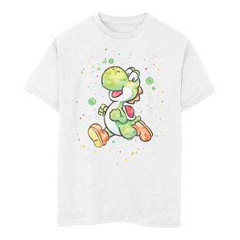 Boys 8-20 Super Mario Yoshi Watercolor Splatter Portrait Tee