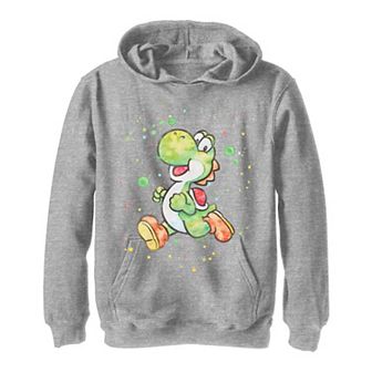 Boys 8-20 Super Mario Yoshi Watercolor Splatter Portrait Hoodie