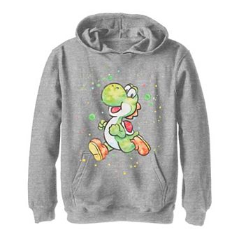 Boys 8-20 Super Mario Yoshi Watercolor Splatter Portrait Hoodie