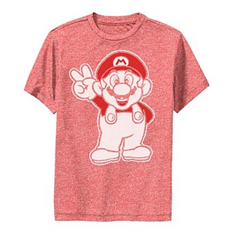 Boys 8-20 Nintendo Super Mario Red And White Peace Sign Tee