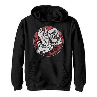 Boys 8-20 Nintendo Super Mario Raccoon Vintage Circle Portrait Fleece Hoodie