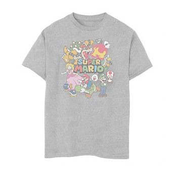 Boys 6-20 Nintendo Super Mario Group Shot Happy Faces Dotted Poster Tee