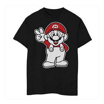 Boys 6-20 Nintendo Super Mario Red And White Peace Sign Tee