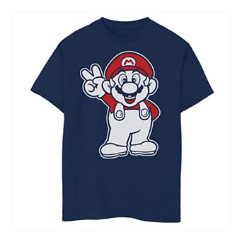 Boys 6-20 Nintendo Super Mario Red And White Peace Sign Tee