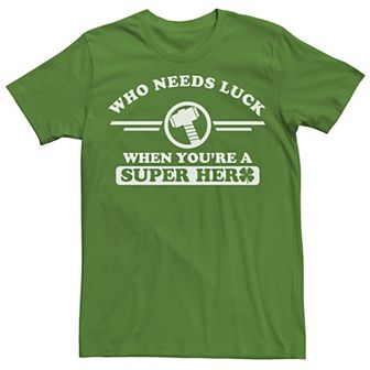 Men's Marvel Who Needs Luck When You're A Superhero Tee