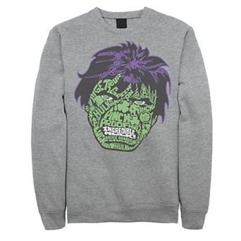 Men's Marvel Hulk St. Patty's Head Build Up Fill Sweatshirt