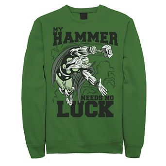 Men's Marvel Thor Hammer Needs No Luck St. Patty's Sweatshirt