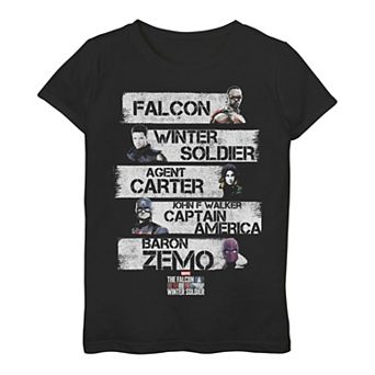 Girls 7-16 Marvel The Falcon And The Winter Soldier Name Stack Graphic Tee