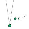 Made For You Sterling Silver Simulated Emerald & Lab-Grown Diamond Accent Pendant & Earring Set