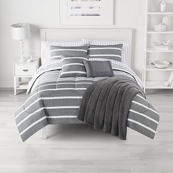 The Big One® Heather Stripe Comforter Set with Sheets and Decorative ...