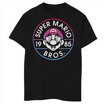 Boys 6-20 Nintendo Super Mario Bros 1985 Neon Circle Logo Tee