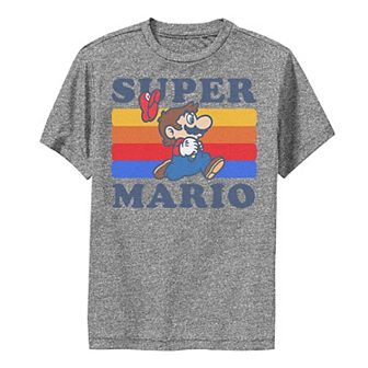 Boys 8-20 Nintendo Super Mario Side View Retro Run Rainbow Tee