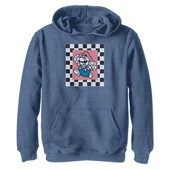 Boys 8-20 Nintendo Super Mario Checkered Square Portrait Hoodie
