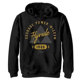 Boys 8-20 The Legend of Zelda "Courage Power Wisdom Hyrule" Triforce 1986 Distressed Hoodie