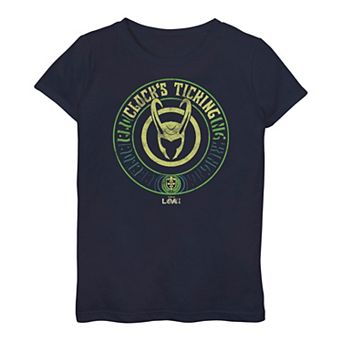 Girls 7-16 Marvel Loki Clock's Ticking Logo Graphic Tee
