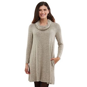 Women's AB Studio Fuzzy Long Sleeve Cowlneck Swing Dress