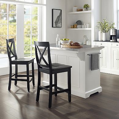 Crosley Julia Stainless Steel Top Island with X-Back Stools