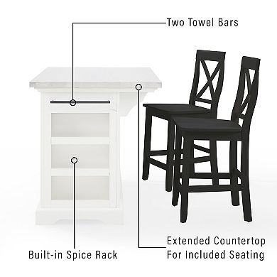 Crosley Julia Stainless Steel Top Island with X-Back Stools