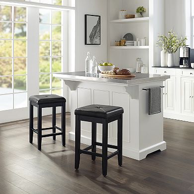 Crosley Julia Stainless Steel Top Island with X-Back Stools