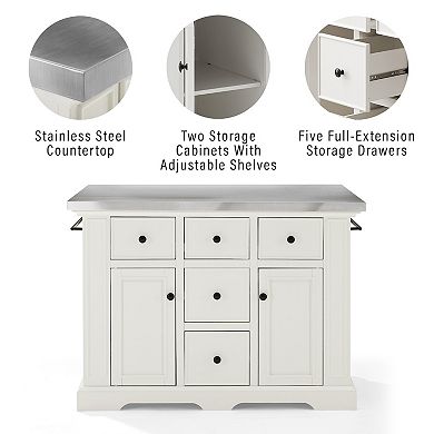 Crosley Julia Stainless Steel Top Island with X-Back Stools