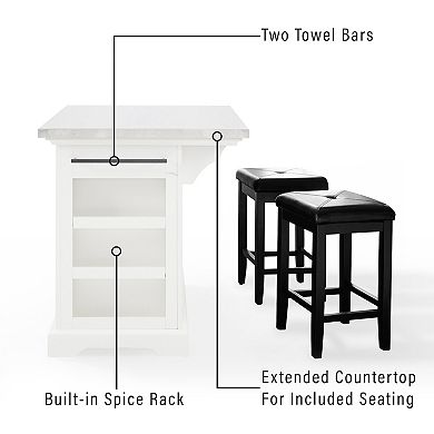 Crosley Julia Stainless Steel Top Island with X-Back Stools