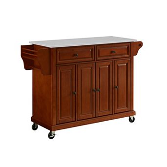 Crosley Full-Size White Granite Top Kitchen Cart