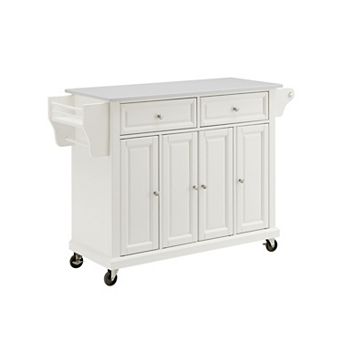 Crosley Full-Size White Granite Top Kitchen Cart