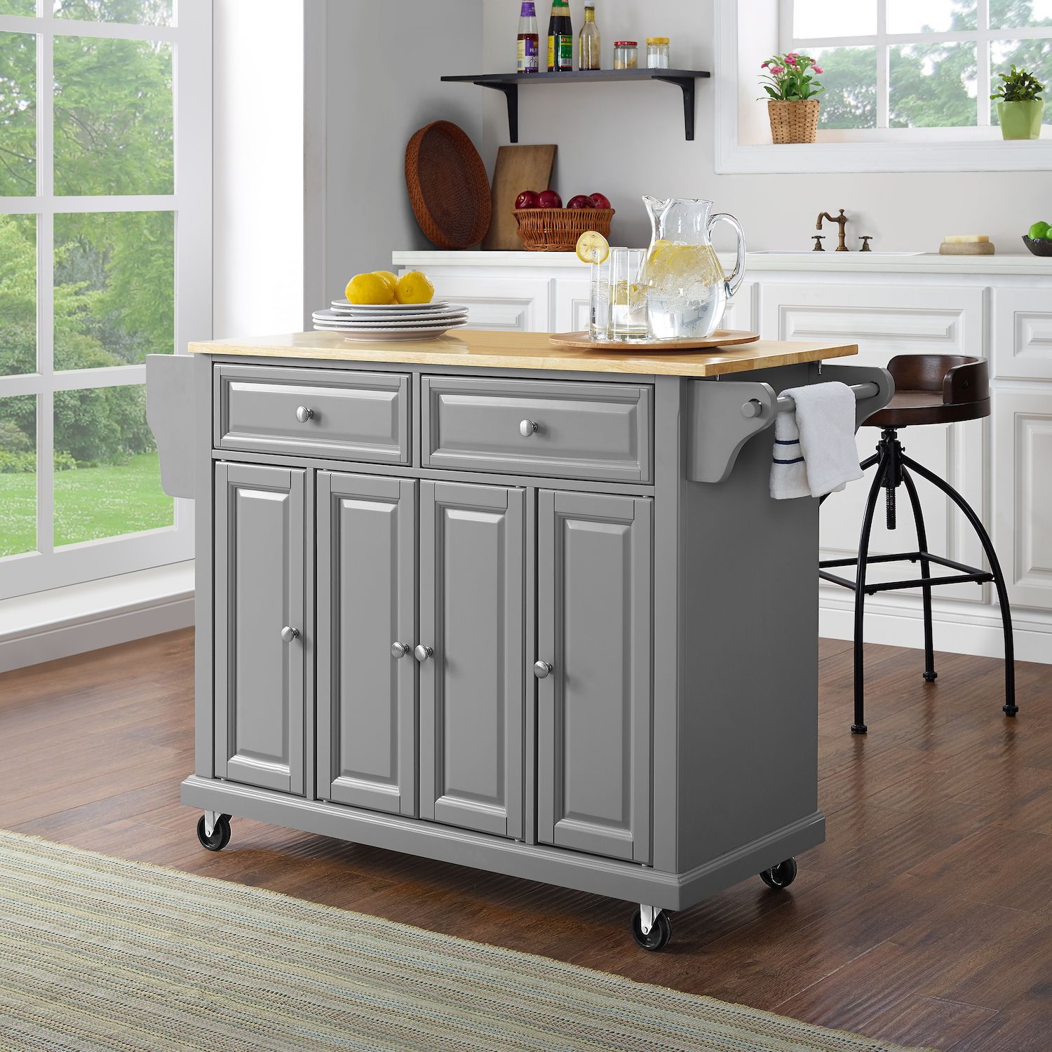 Crosley Full Size Wood Top Kitchen Cart   5155068 ALT