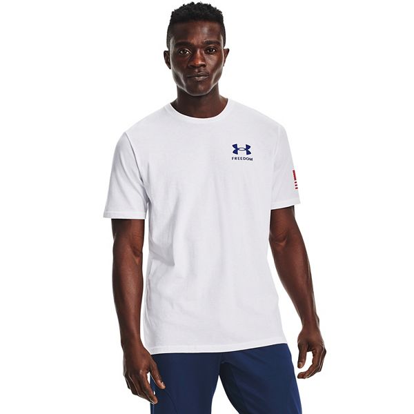 Under Armour Men's T-Shirt UA Freedom Flag Athletic Short Sleeve Tee 1370810, White / Royal, S