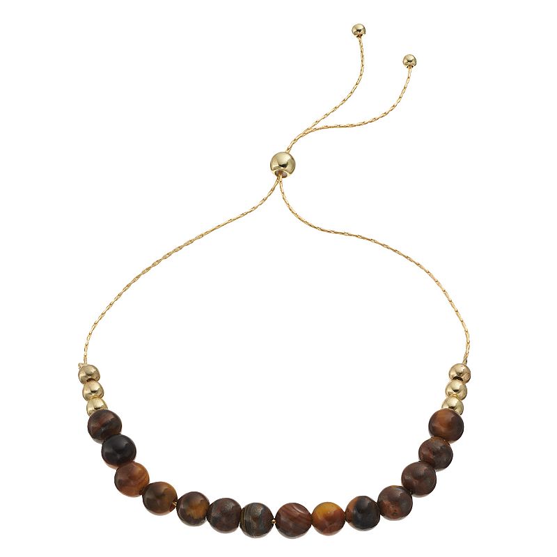 City Luxe Gemstone Bead Bolo Bracelet, Women's, Gold Tone Brown