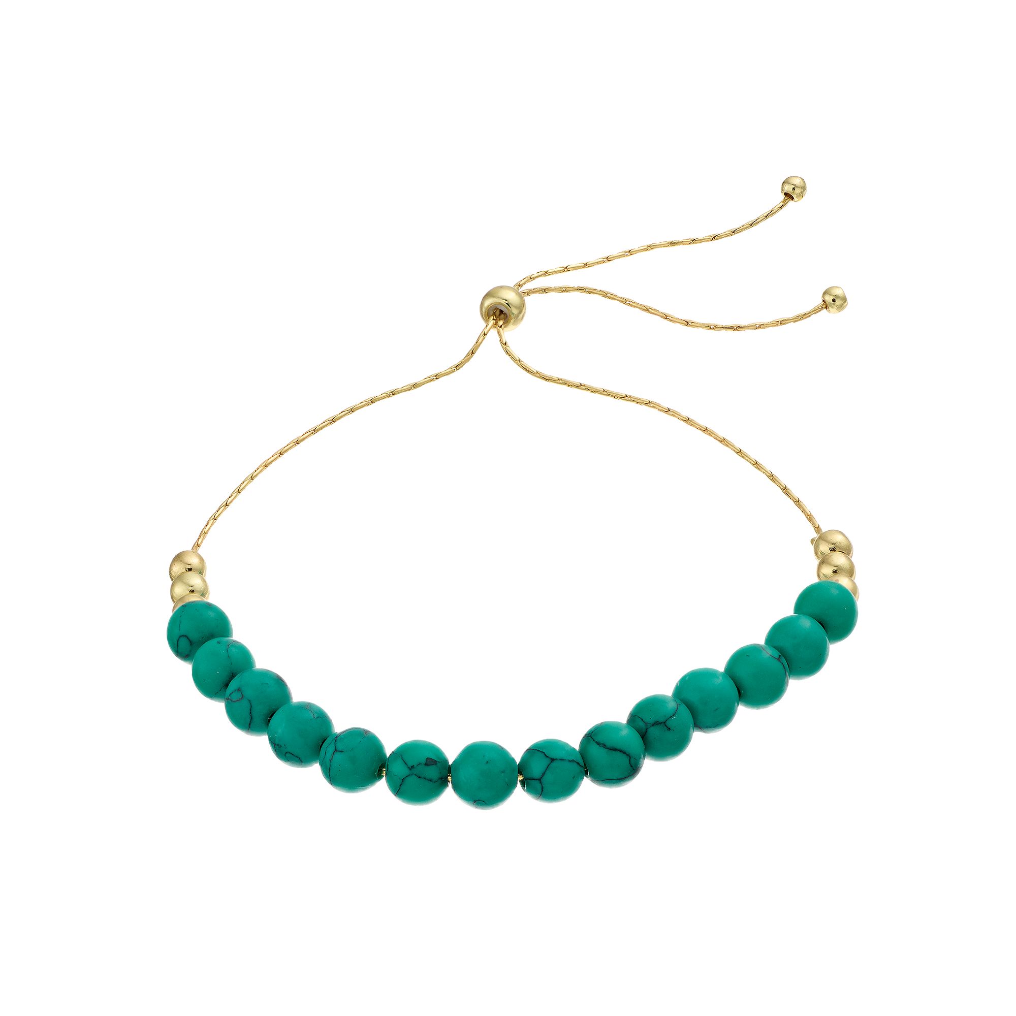 City Luxe Gemstone Bead Bolo Bracelet, Womens, Gold Tone Green
