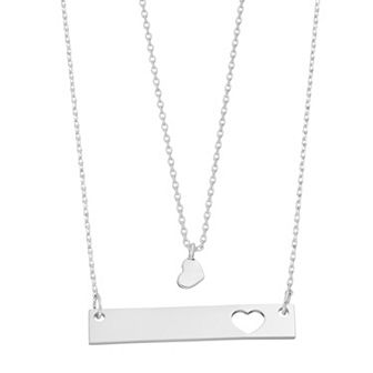 City Luxe Heart Drop & Cutout Bar Necklace Set