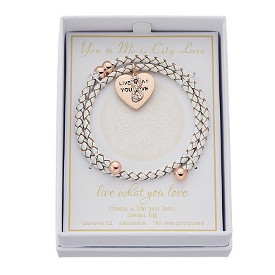 City Luxe "Live What You Love" Heart & Infinity Coil Charm Bracelet