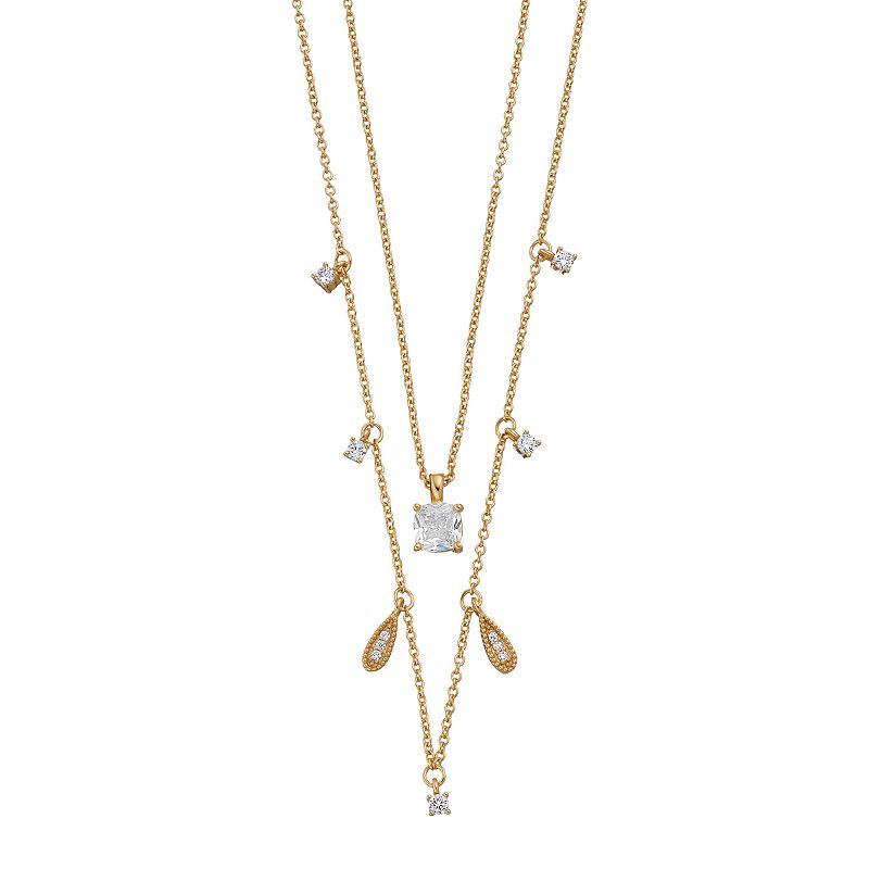 City Luxe Cubic Zirconia Necklace Set, Womens, White
