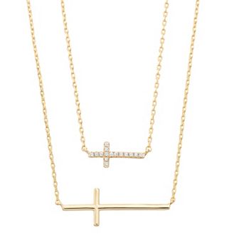 City Luxe Cubic Zirconia Horizontal Cross Necklace Set