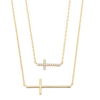 City Luxe Cubic Zirconia Horizontal Cross Necklace Set