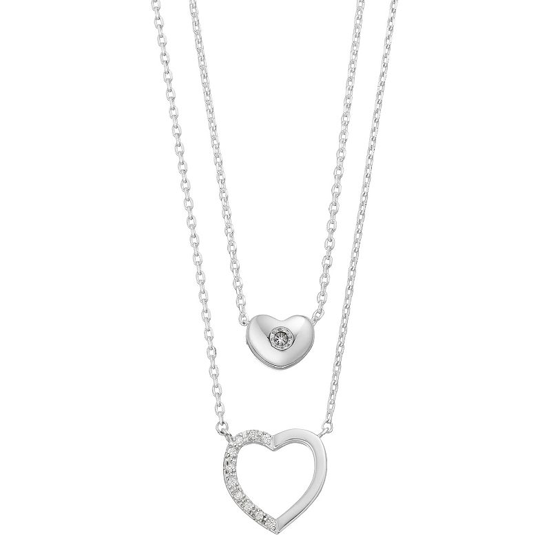 City Luxe Cubic Zirconia Heart Necklace Set, Womens, White