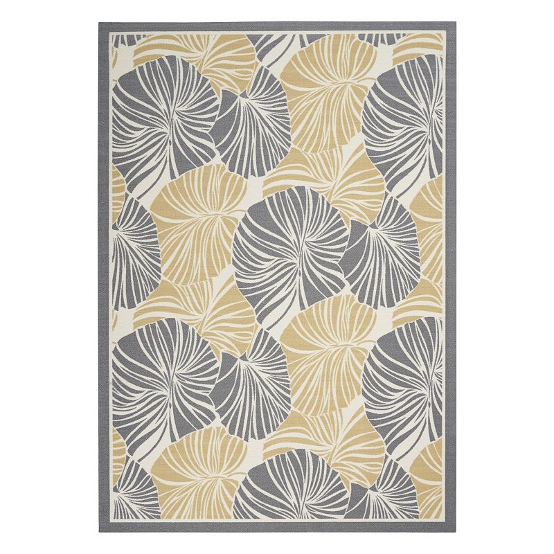 Waverly Sun N' Shade Palm Leaf Indoor Outdoor Rug, Grey, 5X7.5 Ft